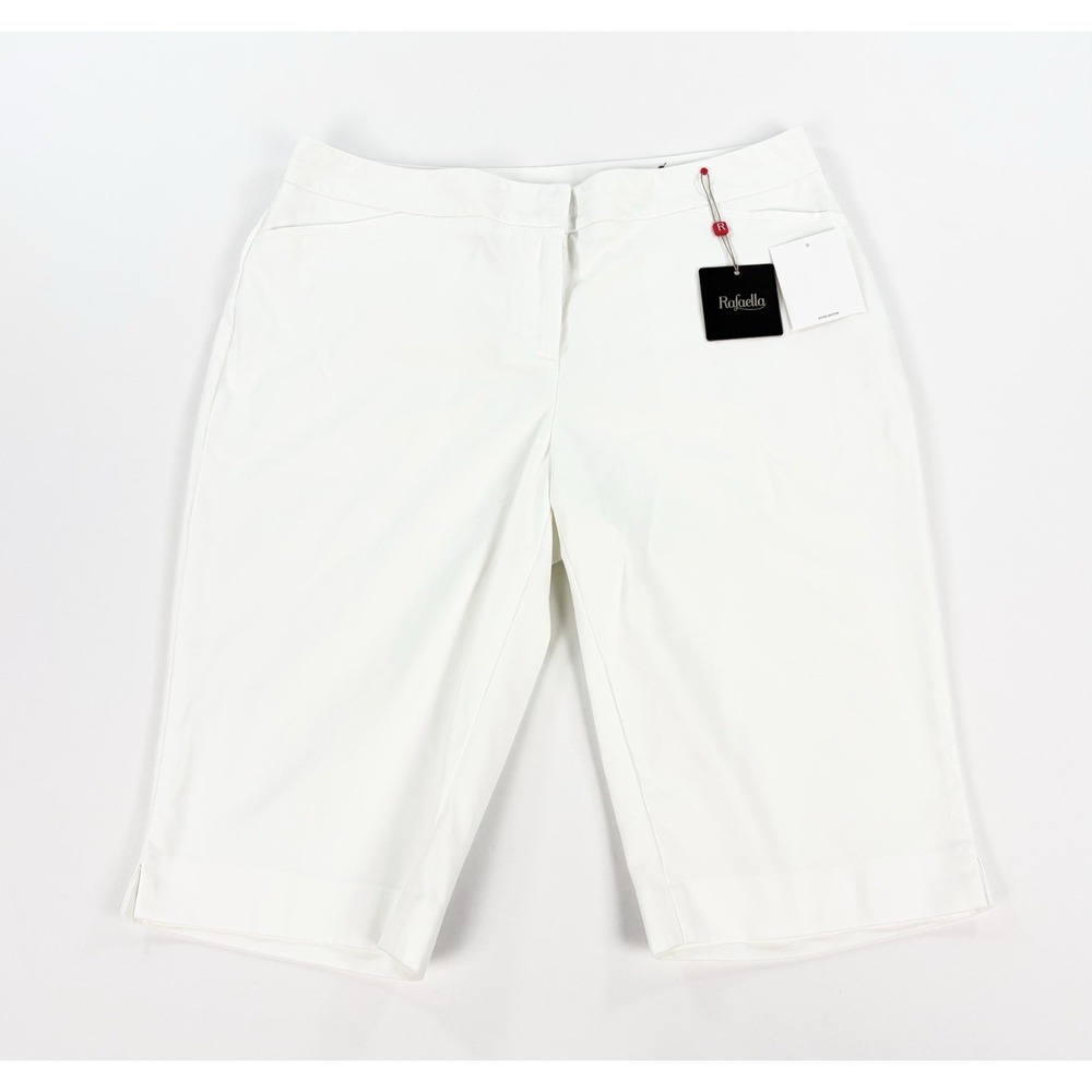 Rafaella Curvy White Skimmer Crop Pants Women's 14 Essentials Casual Stretch